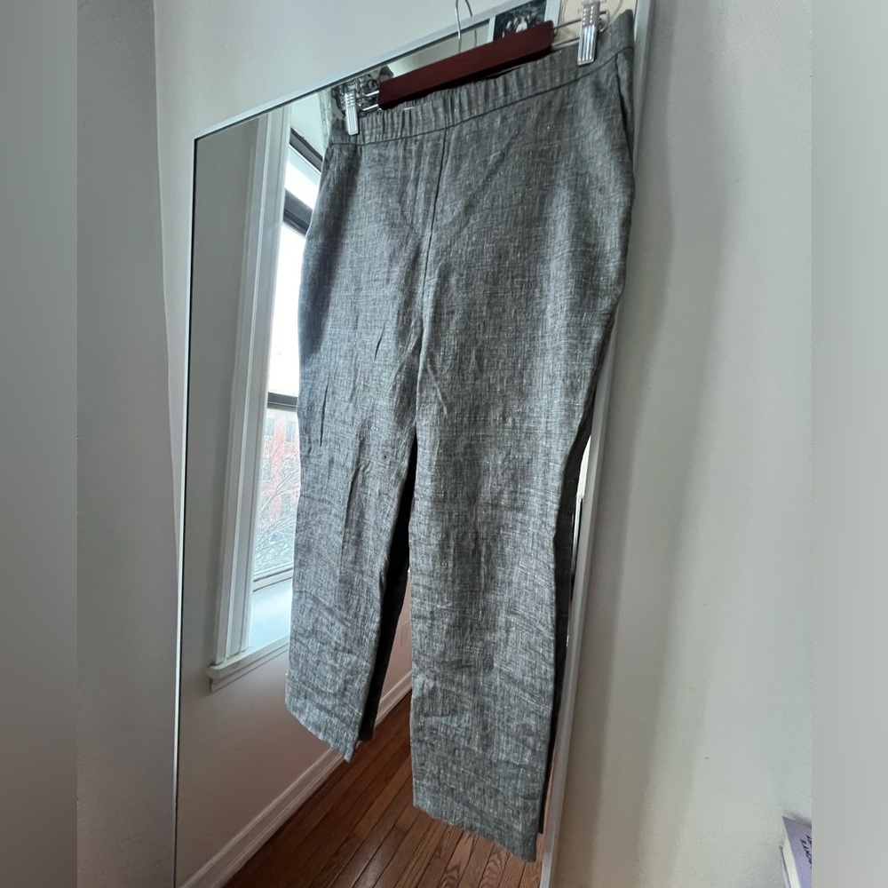 Theory Thaniel “Sharklin Crunch” linen blend slim pull on pants women’s 6